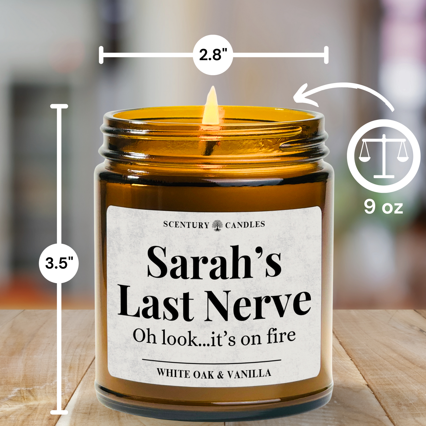 Personalized Last Nerve Candle, Add Your Name (Replaces Sarah)